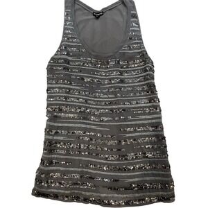 EXPRESS Womens Gray Sequin Striped Tank Top Shirt Size XS